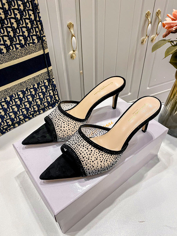 MBGS1 Leather 7.5CM 10CM Slippers Size 35-41 Shoes with Box