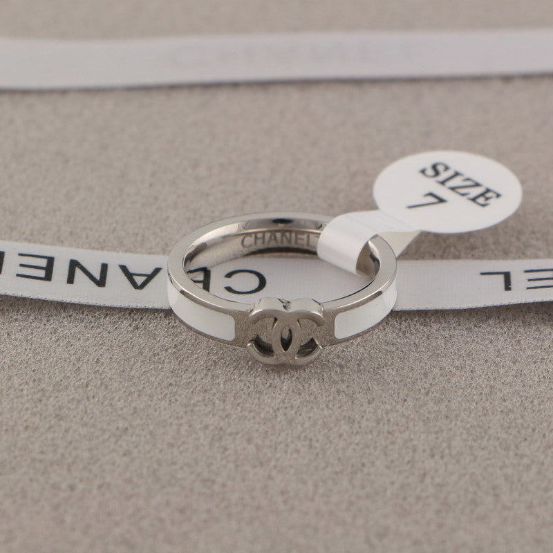 CHR14 Titanium steel double C letter narrow couple ring Jewelry