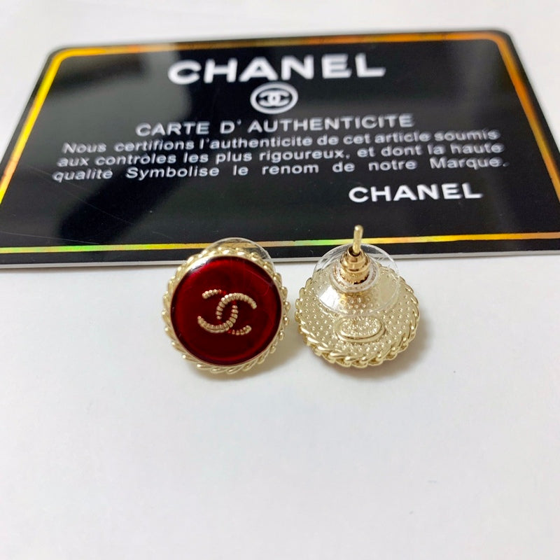 CHE144 Women's Brass 18K Gold Plated Stud Earrings Jewelry