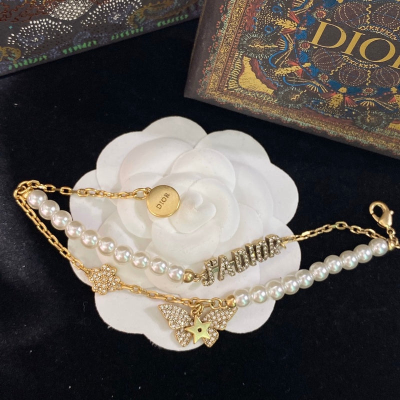 DB109 Lady Crystal Diamond➕Pearl Bee Bracelet Jewelry