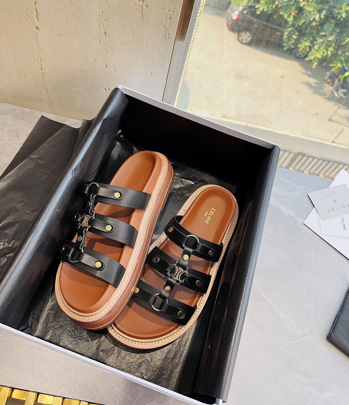 MBCS13 Leather Slippers Size 35-42 Shoes with Box