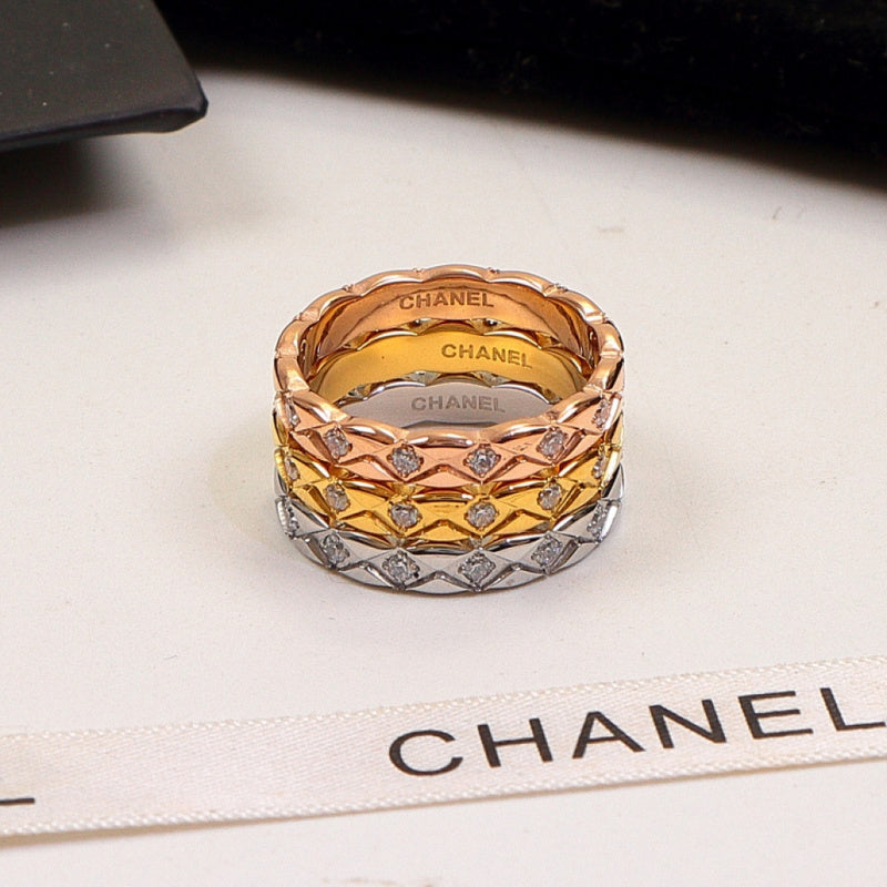 CHR22 Diamond check ring set in diamond Jewelry