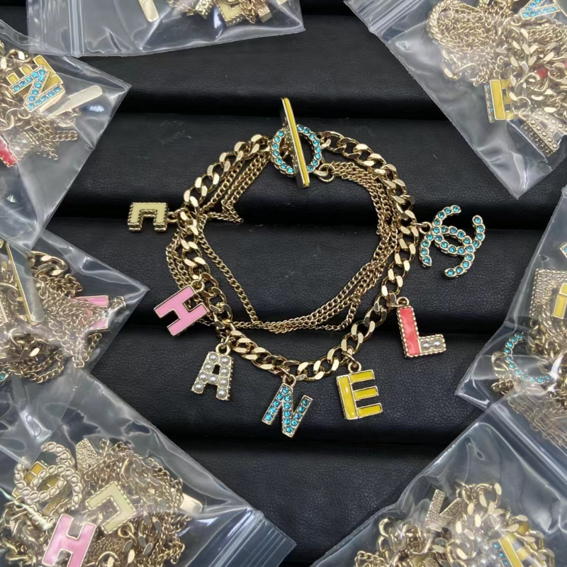 CHE80  Women's colored enamel letter earrings jewelry necklace bracelet