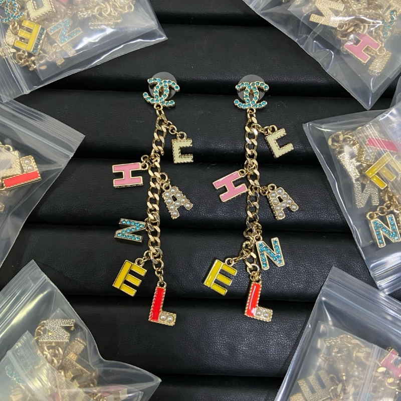 CHE80  Women's colored enamel letter earrings jewelry necklace bracelet