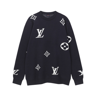 LVC031 New men's and women's autumn and winter cross towel embroidered pattern round neck wool knitted sweater clothing