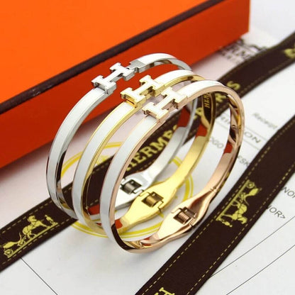 HB49 high quality 316L steel bracelet for women 18K gold plated jewelry H bangle