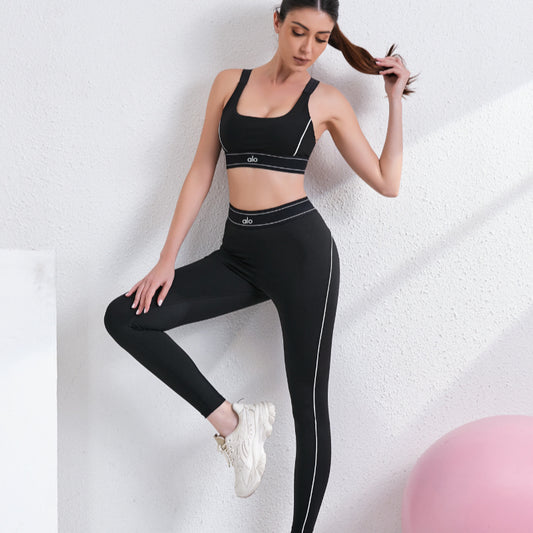 zalo5107  Women's new Pilates yoga pants Y-shaped vest with chest cushion yoga suit set clother