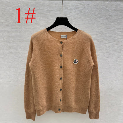 MOC52  Women's solid color round neck knitted long sleeved cardigan clother