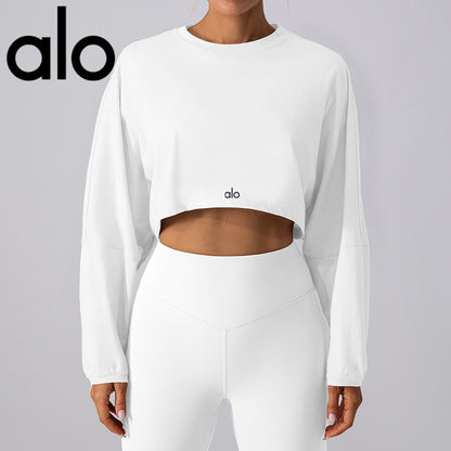 PALC25 Women’s sports sweatshirt, drop‑shoulder sleeves, loose long‑sleeve top clother