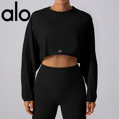 PALC25 Women’s sports sweatshirt, drop‑shoulder sleeves, loose long‑sleeve top clother