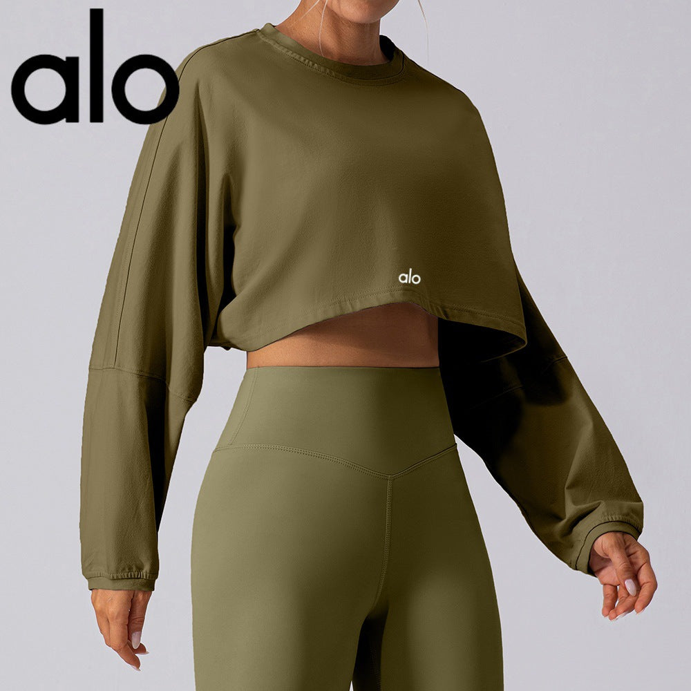 PALC25 Women’s sports sweatshirt, drop‑shoulder sleeves, loose long‑sleeve top clother