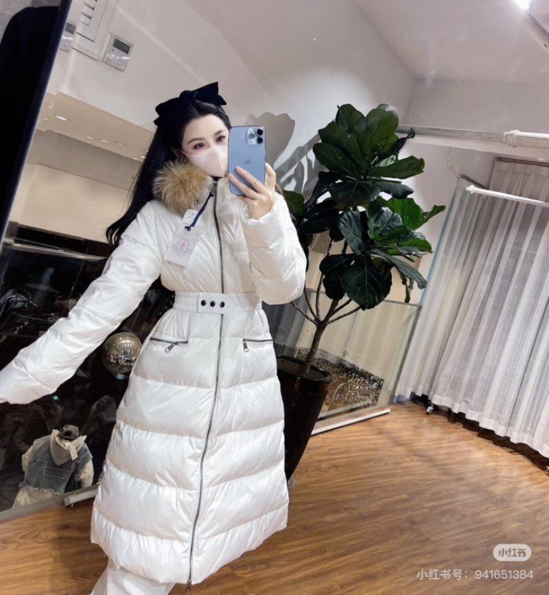 110349  Women's new style big fur collar hooded long down jacket Top quliaty 1:1 clothes