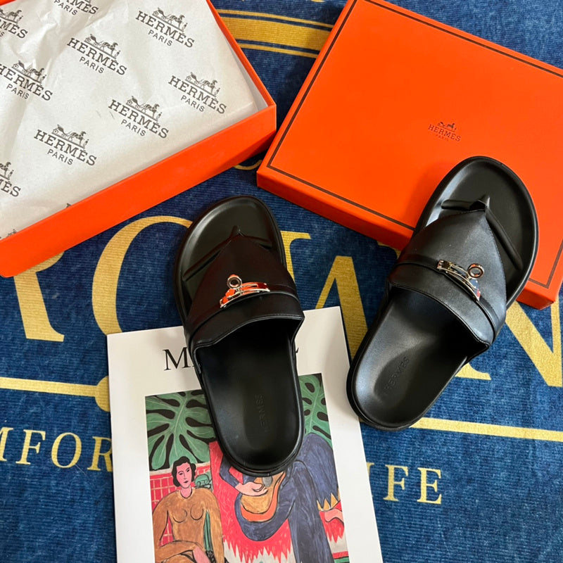 MJHS14 Leather slippers Women shoes 35-42 With box