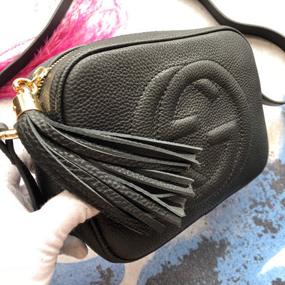 GGP76 leather Ladies black camera 21-15-7cm bag