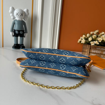 LLP08 Leather bag 24.5-13.5-6.5CM Denim Bags