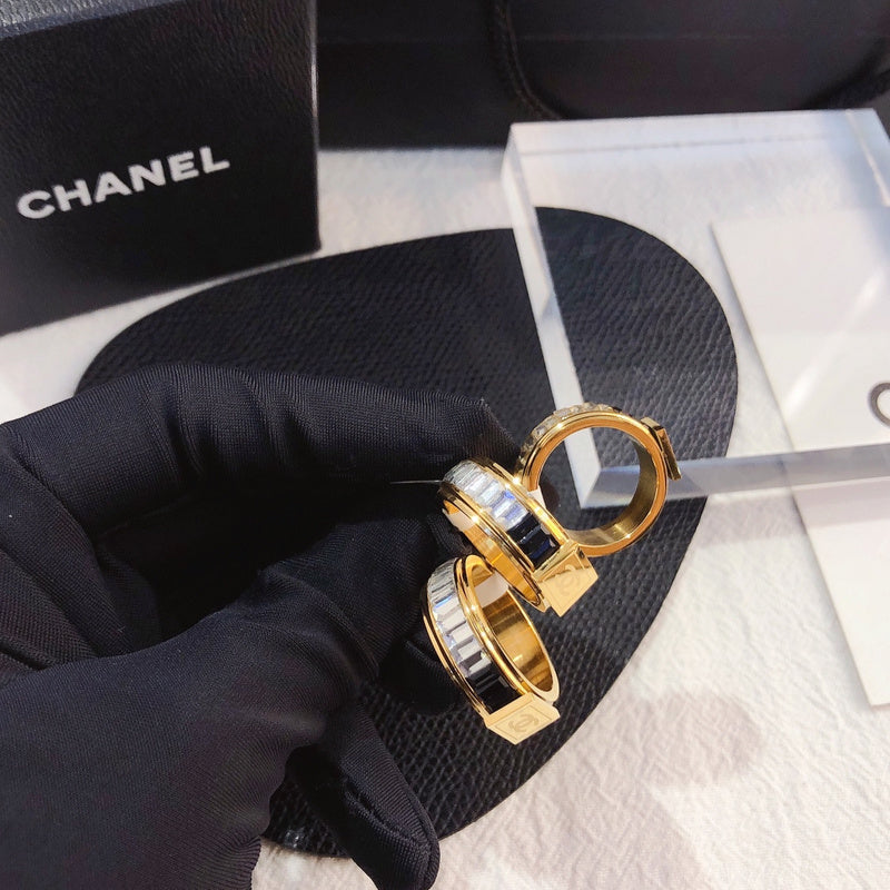 J044   Titanium steel square diamond ring jewelry