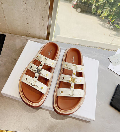MBCS13 Leather Slippers Size 35-42 Shoes with Box