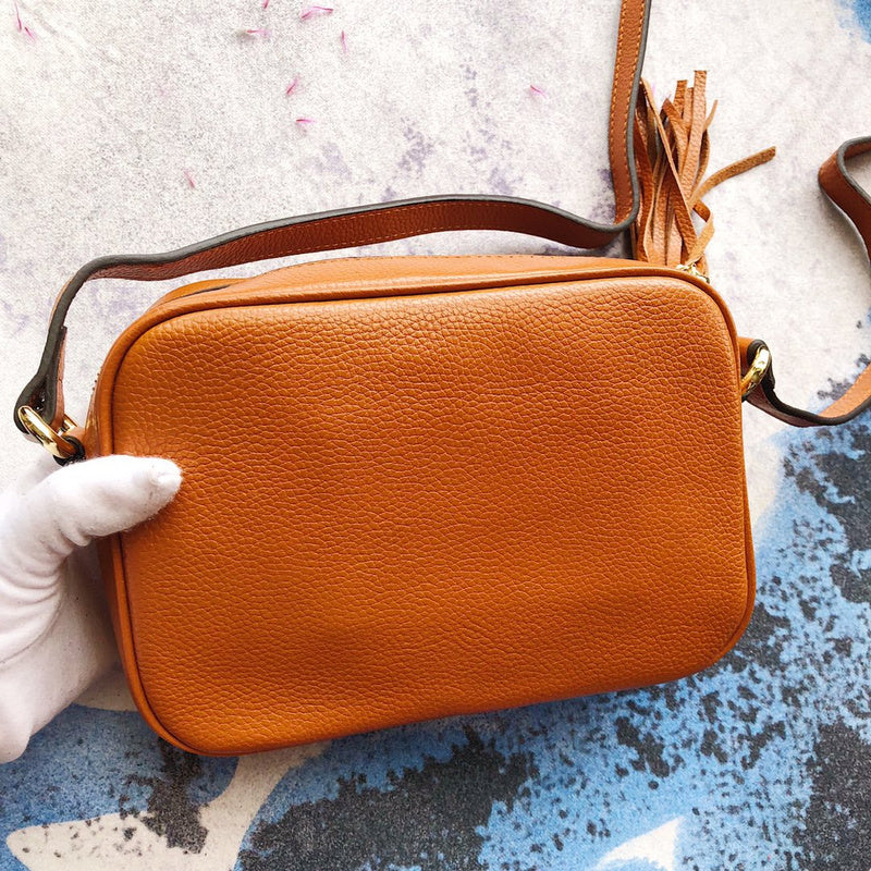 GGP76 leather Ladies black camera 21-15-7cm bag