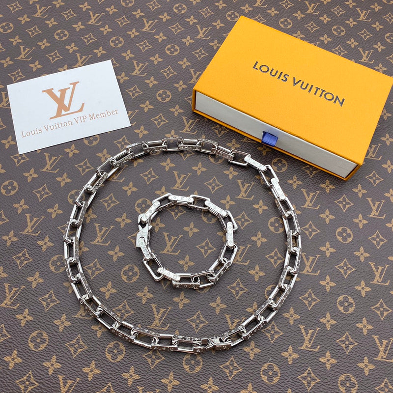 LVN026  Classic chequered suit  JewelryNecklace 50cm bracelet 22cm