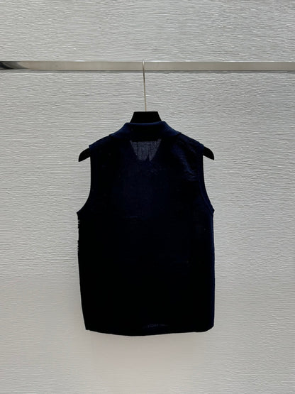 DIC114 Women's star letter lapel knitted vest clothing