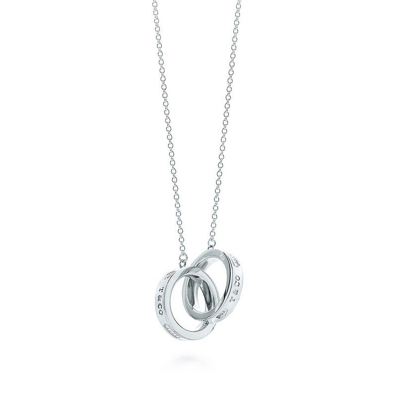 X642    Women's titanium steel buckle ring double ring necklace jewelry