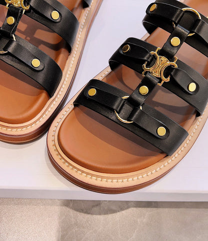 MBCS13 Leather Slippers Size 35-42 Shoes with Box