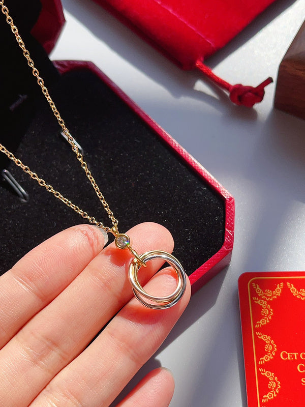 X637  Titanium steel three-ring necklace jewelry
