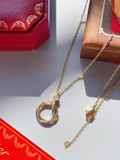 X637  Titanium steel three-ring necklace jewelry