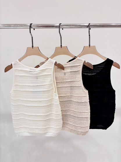 CHC51 Crew-neck three-dimensional jacquard knitted vest clothes