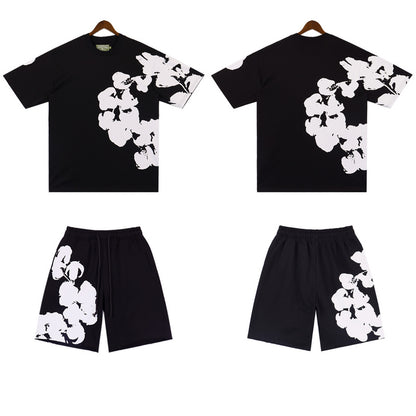 MMC7 New Cotton Flower Summer Short sleeved Top+Short sleeved Clothes