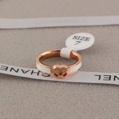 CHR14  Titanium steel double C letter narrow couple ring  Jewelry
