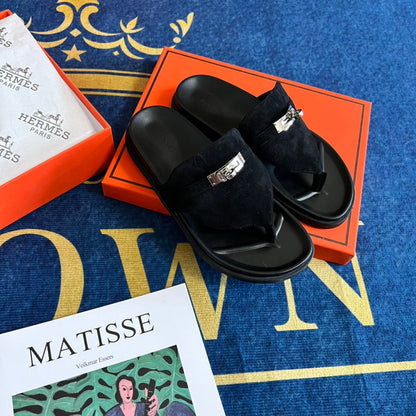 MJHS14 Leather slippers Women shoes 35-42 With box