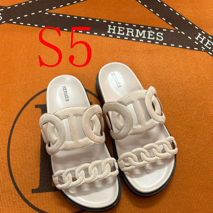 MJHS16 Leather Women Slipper Size 35-42 Shoes with box