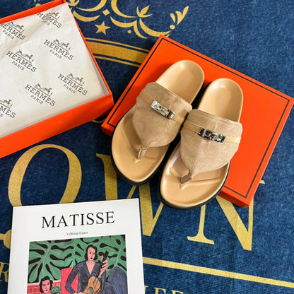 MJHS14 Leather slippers Women shoes 35-42 With box