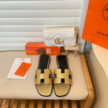 MJHS7 Leather slippers Women shoes 35-42 With box