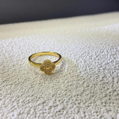 AVSR1   Mini full diamond four-leaf clover ring jewelry