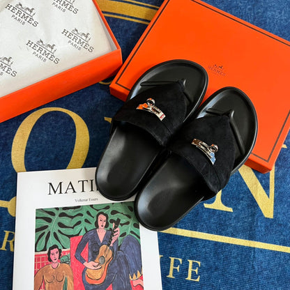 MJHS14 Leather slippers Women shoes 35-42 With box