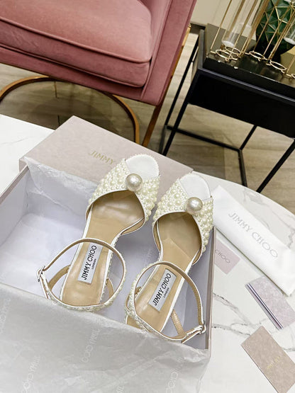 BMJS1 Slippers 8.5CM 10CM High heels women 35-41 leather shoes With Box