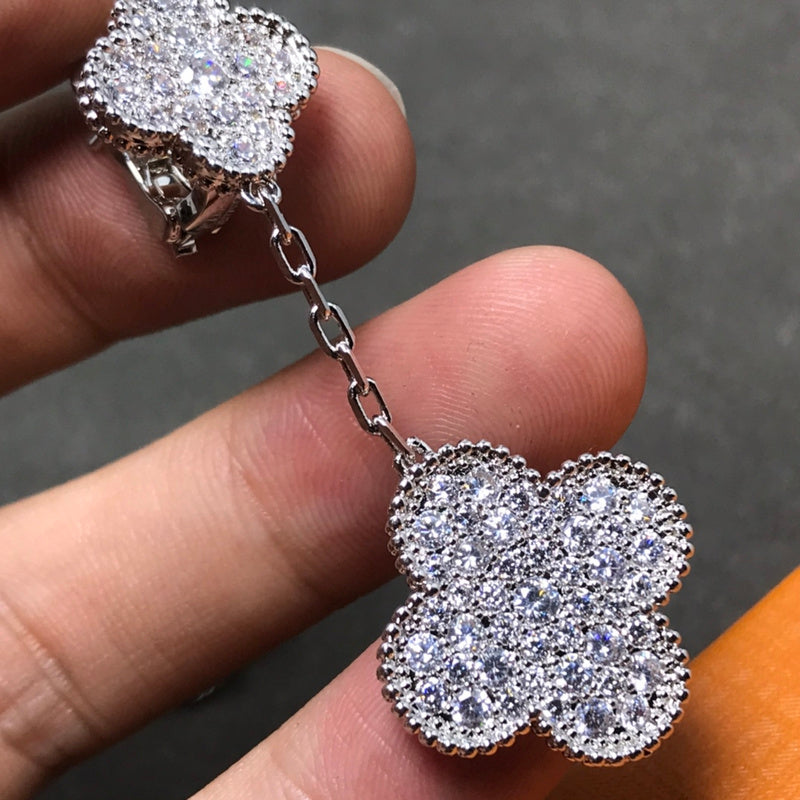AVSE6  New two flowers full of diamond jewelry