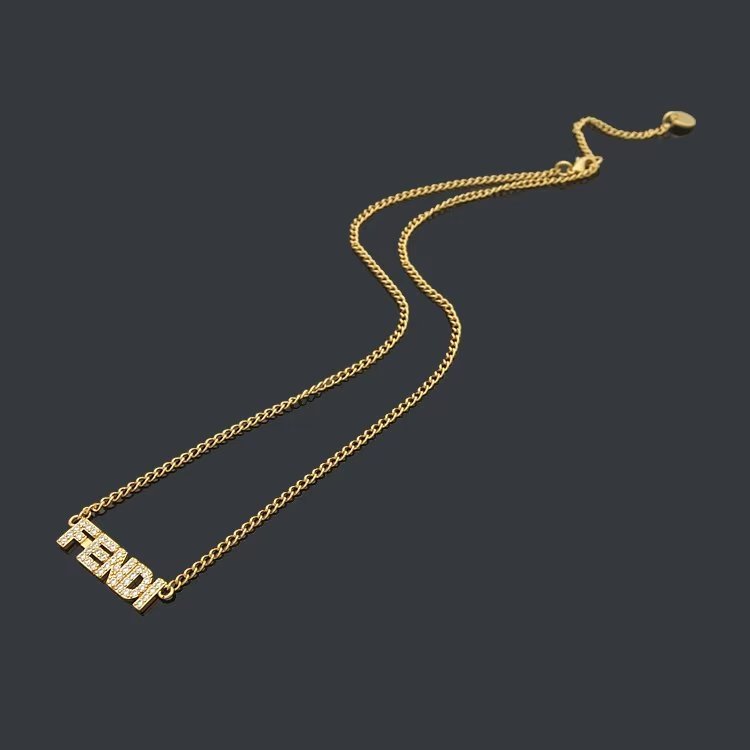 FN03   Letter Full Diamond Necklace Jewelry