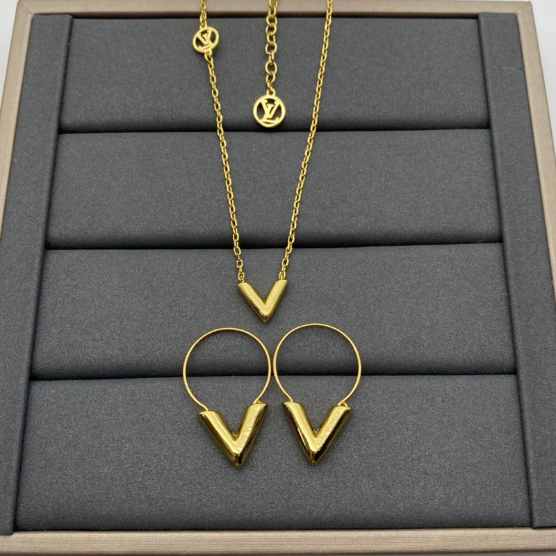 LVH63   Ladies' new fashionable stud necklace set jewelry