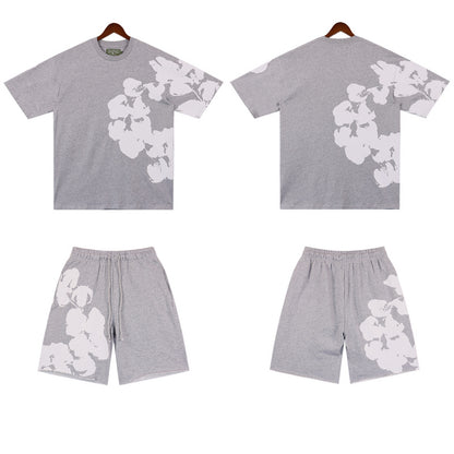 MMC7 New Cotton Flower Summer Short sleeved Top+Short sleeved Clothes
