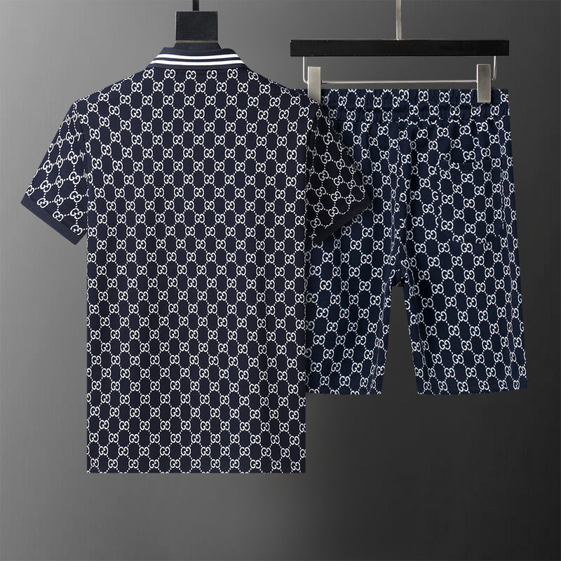 GUC061 New men's short sleeved polo top+shorts clothing