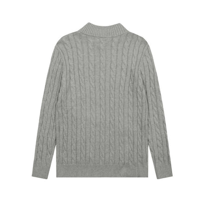 LFC18 New high-quality men's and women's ruff half zip solid pony embroidery logo Fried Dough Twists knitting sweater Clothing