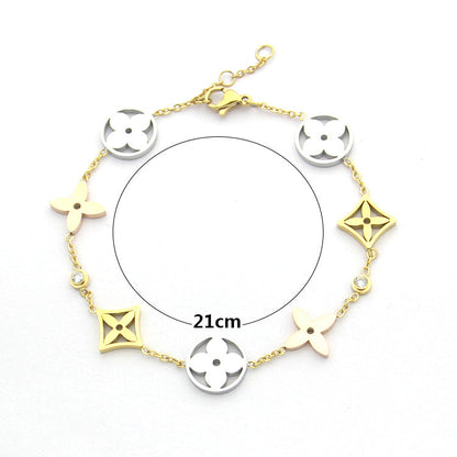 LVB87 316L steell gold plated bracelet flower shell bracelet   Jewelry