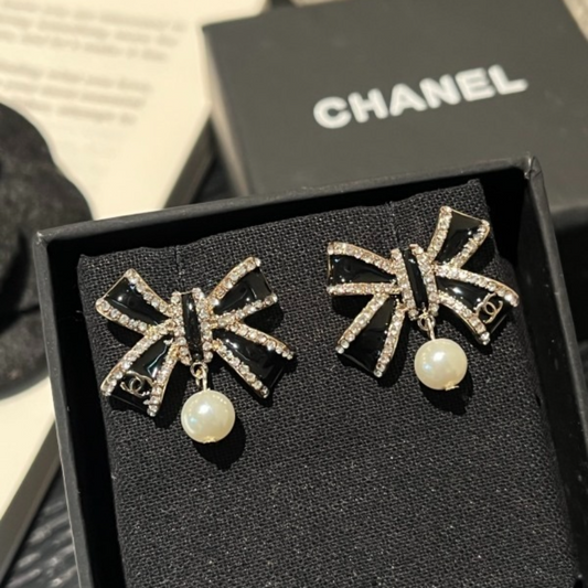 A1212  Women's Butterfly Knot Pearl Earrings Jewelry