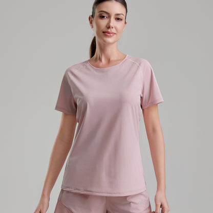 zalo2163   Women's summer clothing round neck mesh splicing refreshing and breathable quick drying clothes anti glare shorts set clothing