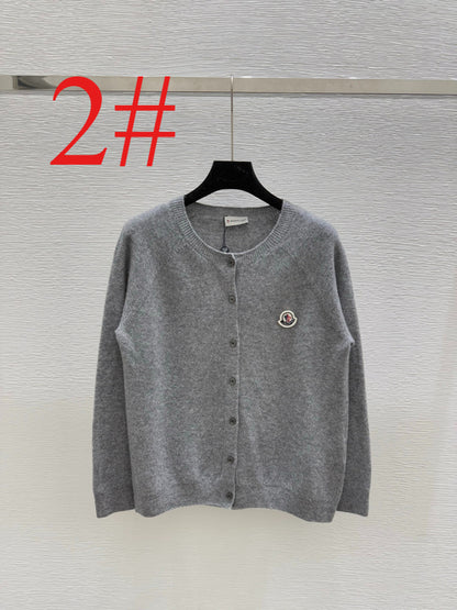 MOC52  Women's solid color round neck knitted long sleeved cardigan clother