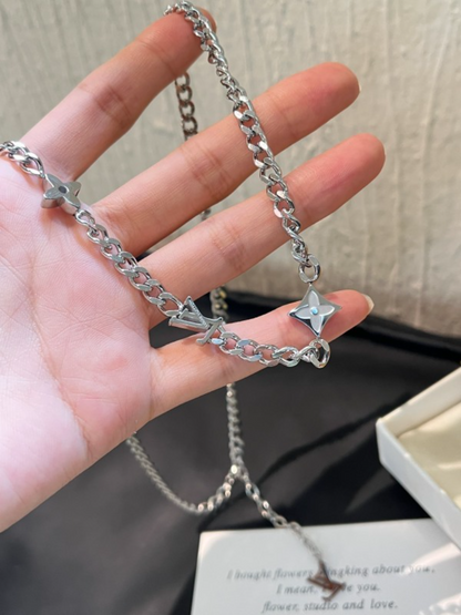 X713  Men's and women's titanium steel necklace and bracelet set jewelry